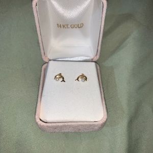 14K Gold Dolphin Earrings
